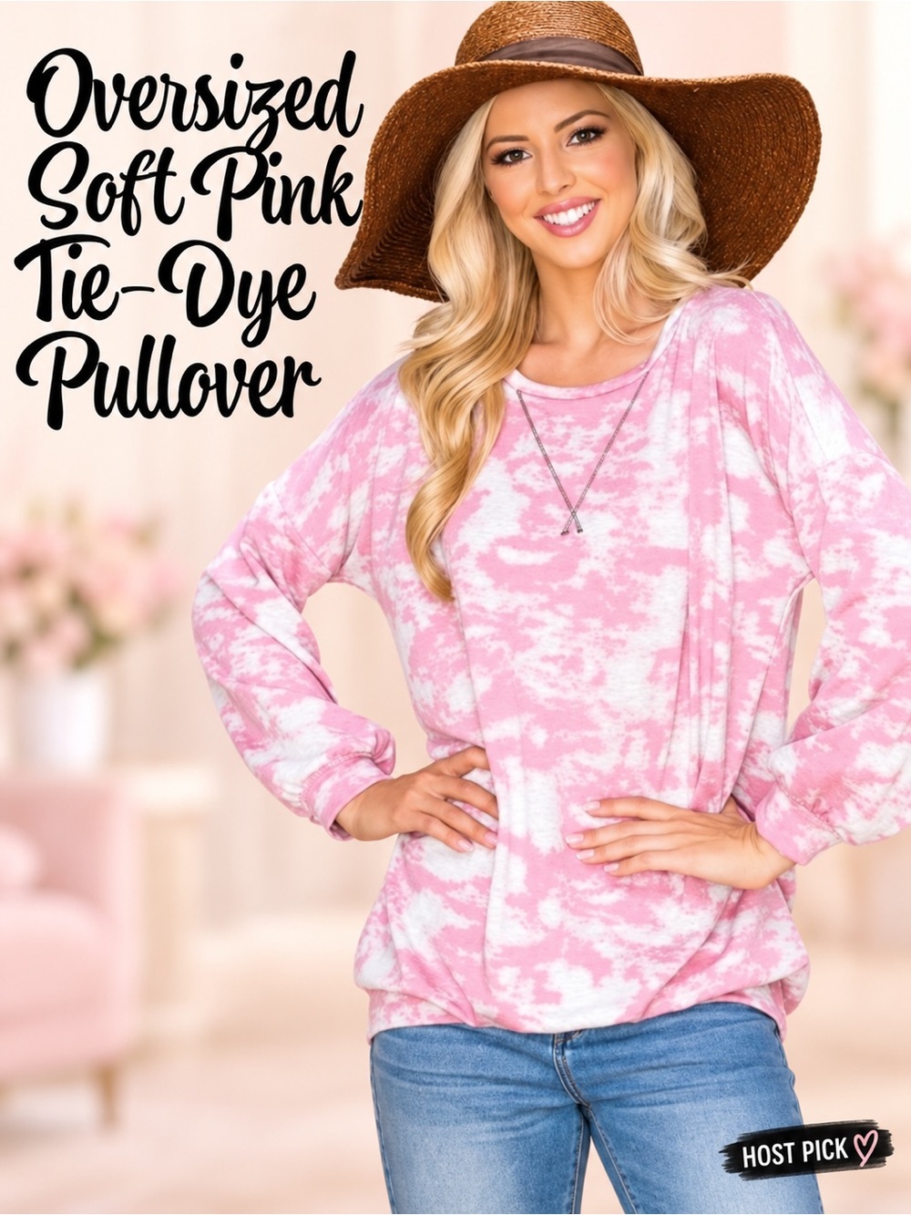 Oversized Soft Pink Tie-Dye Pullover 🎉HOST PICK🎉 NEW
